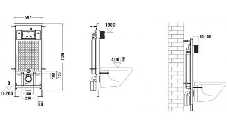 Унитаз подвесной с инсталляцией WeltWasser Gelbach 004 MT-GR + Marberg 507 SE
