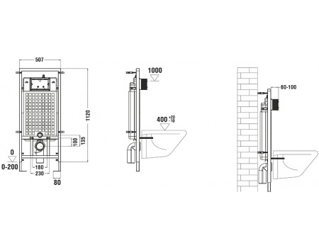 Унитаз подвесной с инсталляцией WeltWasser Gelbach 004 MT-GR + Marberg 507 SE