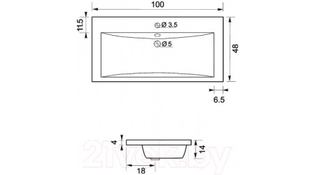 Умывальник Aquanet Нота 100 / 204096