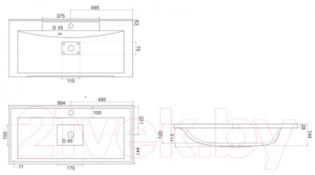 Умывальник Marko Комфорт 100