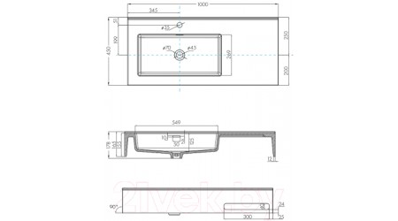 Умывальник Акватон Квадро Про 100 L (1A733331QA01L)