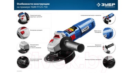 Угловая шлифовальная машина Зубр Профессионал / УШМ-П115-750