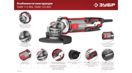 Угловая шлифовальная машина Зубр УШМ-115-805
