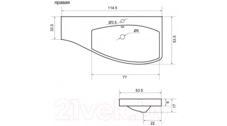 Умывальник Aquanet Опера 115 R / 169399