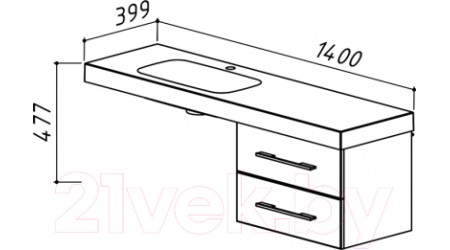 Умывальник Belux Отель 1400 (белый, правый)