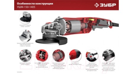 Угловая шлифовальная машина Зубр УШМ-150-1405