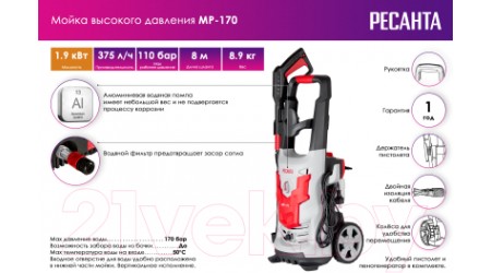 Мойка высокого давления Ресанта МР-170 (70/8/20)