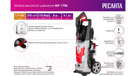 Мойка высокого давления Ресанта МР-170Б (70/8/21)