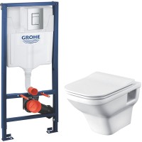 Унитаз подвесной с инсталляцией Santek Лайн 1WH501574 + 38772001
