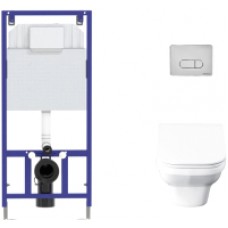 Унитаз подвесной с инсталляцией Santek Лайн 1WH501574 + Novum 525 040000 + D3 040033