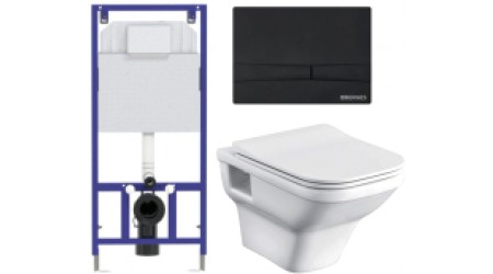 Унитаз подвесной с инсталляцией Santek Лайн 1WH501574 + Novum 525 040000 + F5 040055