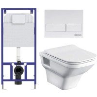 Унитаз подвесной с инсталляцией Santek Лайн 1WH501574 + Novum 525 040000 + L4 040014