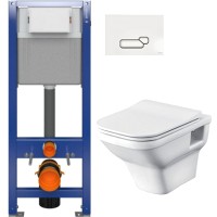 Унитаз подвесной с инсталляцией Santek Лайн 1WH501574 + P-IN-MZ-AQ40-QF + P-BU-ACT/Wh