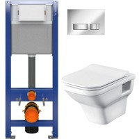 Унитаз подвесной с инсталляцией Santek Лайн 1WH501574 + P-IN-MZ-AQ40-QF + P-BU-MOV/Cg