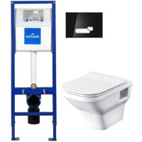Унитаз подвесной с инсталляцией Santek Лайн 1WH501574 + S-IN-MZ-VECTOR + P-BU-ACT/Blg/Gl