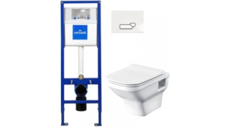Унитаз подвесной с инсталляцией Santek Лайн 1WH501574 + S-IN-MZ-VECTOR + P-BU-ACT/Wh