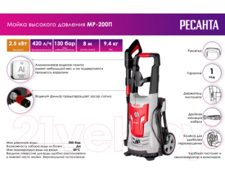 Мойка высокого давления Ресанта МР-200П (70/8/22)