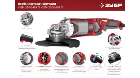 Угловая шлифовальная машина Зубр УШМ-230-2605 П