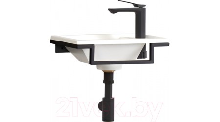 Умывальник Belux Мини-2 HR0900 (черный, с каркасом, сифоном, донным клапаном)