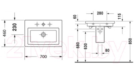 Умывальник Duravit 2ND Floor (0491700000)
