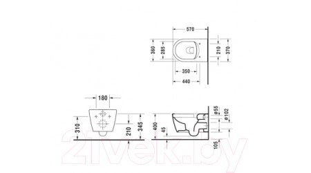 Унитаз подвесной с инсталляцией Duravit 458.103.00.1+115.125.21.1+45290900A1