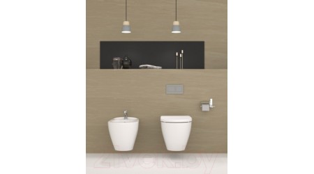 Унитаз подвесной с инсталляцией Керамин Трино + 525 040000 + L1 040011 (с жестким сиденьем Slim и микролифтом)