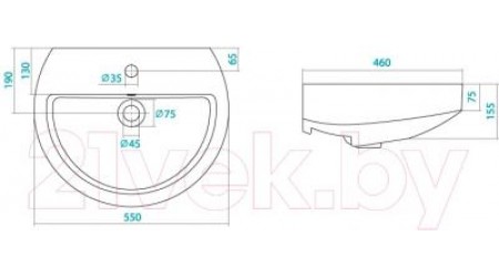Умывальник Santek Аллегро 55 (WH301952)