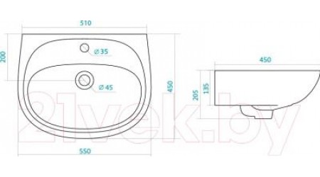 Умывальник Santek Анимо 55 (WH110502)