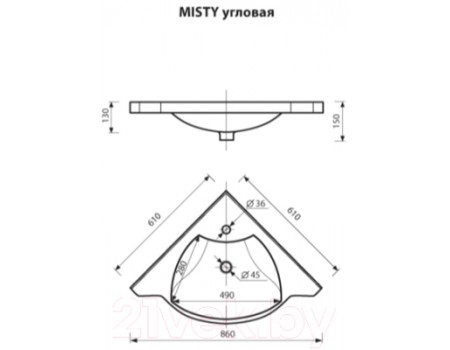 Умывальник Misty 60 / Р-Мис14-Уг
