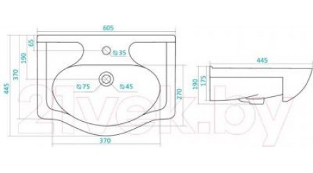 Умывальник Акватон Селигер 60 (1WH110268)