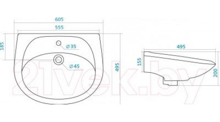 Умывальник Santek Бриз 60 (WH110466)