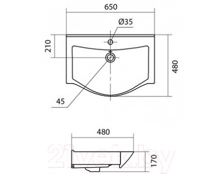 Умывальник Santek Беверли 65 (1WH302501)