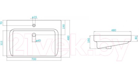 Умывальник Santek Тигода 70 / 1WH302083
