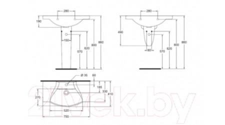 Умывальник Rosa Элеганс 75