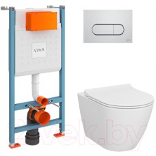 Унитаз подвесной с инсталляцией VitrA 9878B003-7200 (с кнопкой смыва)