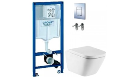 Унитаз подвесной с инсталляцией Roca A34647L000 + 801472004 + 38772001