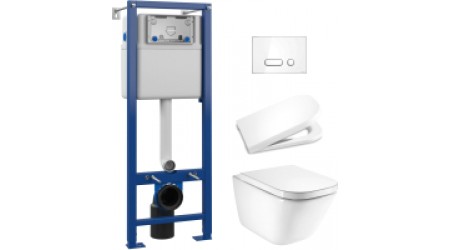 Унитаз подвесной с инсталляцией Roca A34647L000 + A801470004 + S-IN-MZ-VECTOR + P-BU-INT/Wh