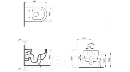 Унитаз подвесной Ambassador Abner / 103T20301R (серый матовый)