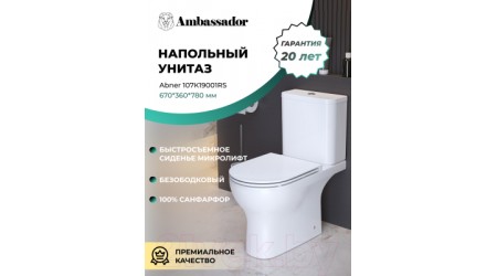 Унитаз напольный Ambassador Abner / 107K19001RS (с сиденьем)