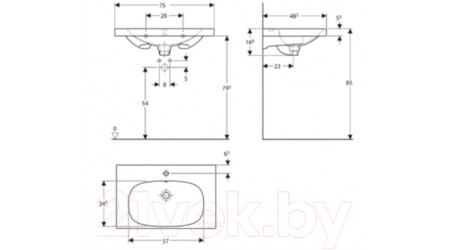 Умывальник Keramag Acanto 75x48 (500.622.01.2)