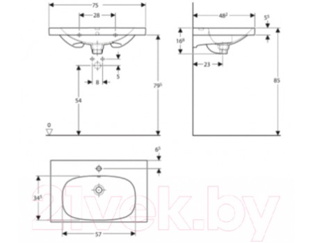 Умывальник Keramag Acanto 75x48 (500.622.01.2)