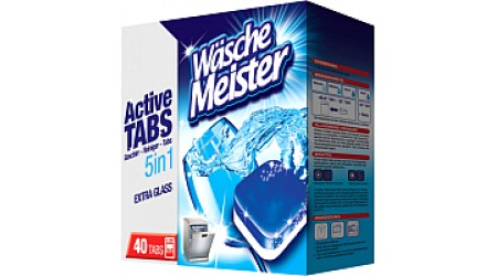 Таблетки для посудомоечных машин Wasche Meister Active Tabs 5 в 1 (40шт)