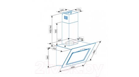 Вытяжка наклонная Cata AG6-A600 XGBK
