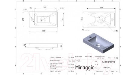 Умывальник Miraggio Alexandria Matt
