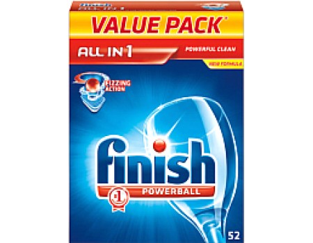 Таблетки для посудомоечных машин Finish Powerball All in One (52шт)