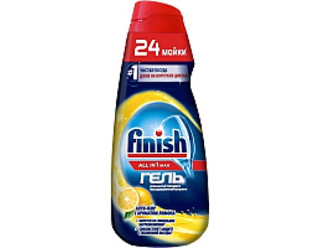 Гель для посудомоечных машин Finish All in 1 Max Анти-жир Лимон (600мл)