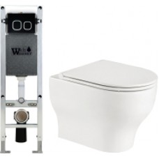 Унитаз подвесной с инсталляцией WeltWasser Amberg 350 ST+ Erlenbach 004 GL-WT+ Amberg RD-BL