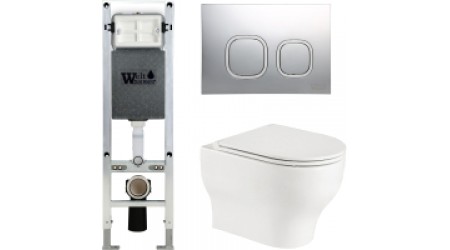 Унитаз подвесной с инсталляцией WeltWasser Amberg 350 ST+ Erlenbach 004 GL-WT+ Amberg RD-CR