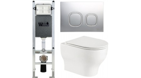 Унитаз подвесной с инсталляцией WeltWasser Amberg 350 ST+ Erlenbach 004 GL-WT+ Amberg RD-MT CR