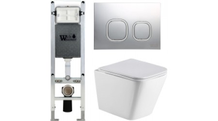Унитаз подвесной с инсталляцией WeltWasser Amberg 350 ST + Gelbach 004 GL-WT + Amberg RD-MT CR